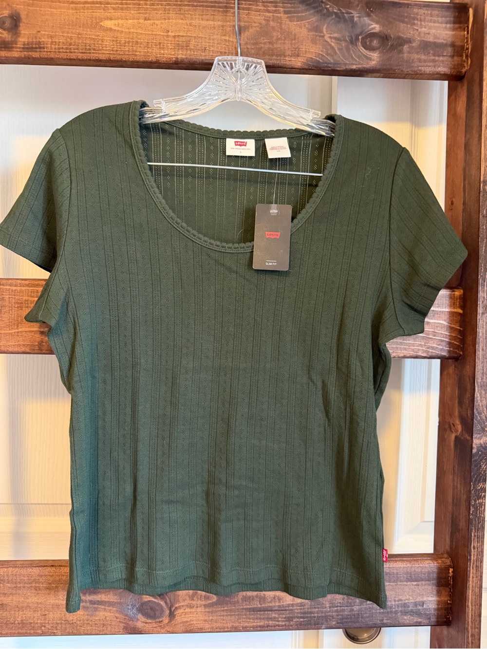 Levi's Olive Green Ribbed Short Sleeve Tee